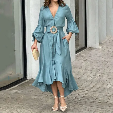 Fashion Casual V-neck Lapel Dress